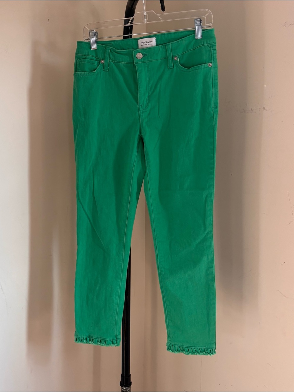 crown & ivy women’s high rise skinny cropped Green Jeans
